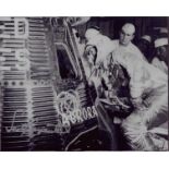 Aurora 7 Astronaut Scott Carpenter signed 10x8 inch black and wite photo looking into the capsule