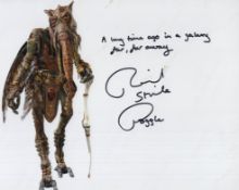 Star Wars B&W 8x10 photo signed by actor Richard Stride who has also handwritten the famous Star