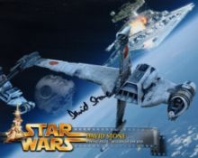 Star Wars Return of the Jedi colour 8x10 photo signed by actor David Stone who was a B-Wing pilot in