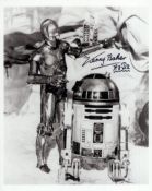 Star Wars B&W 8x10 photo signed by the late Kenny Baker as R2-D2