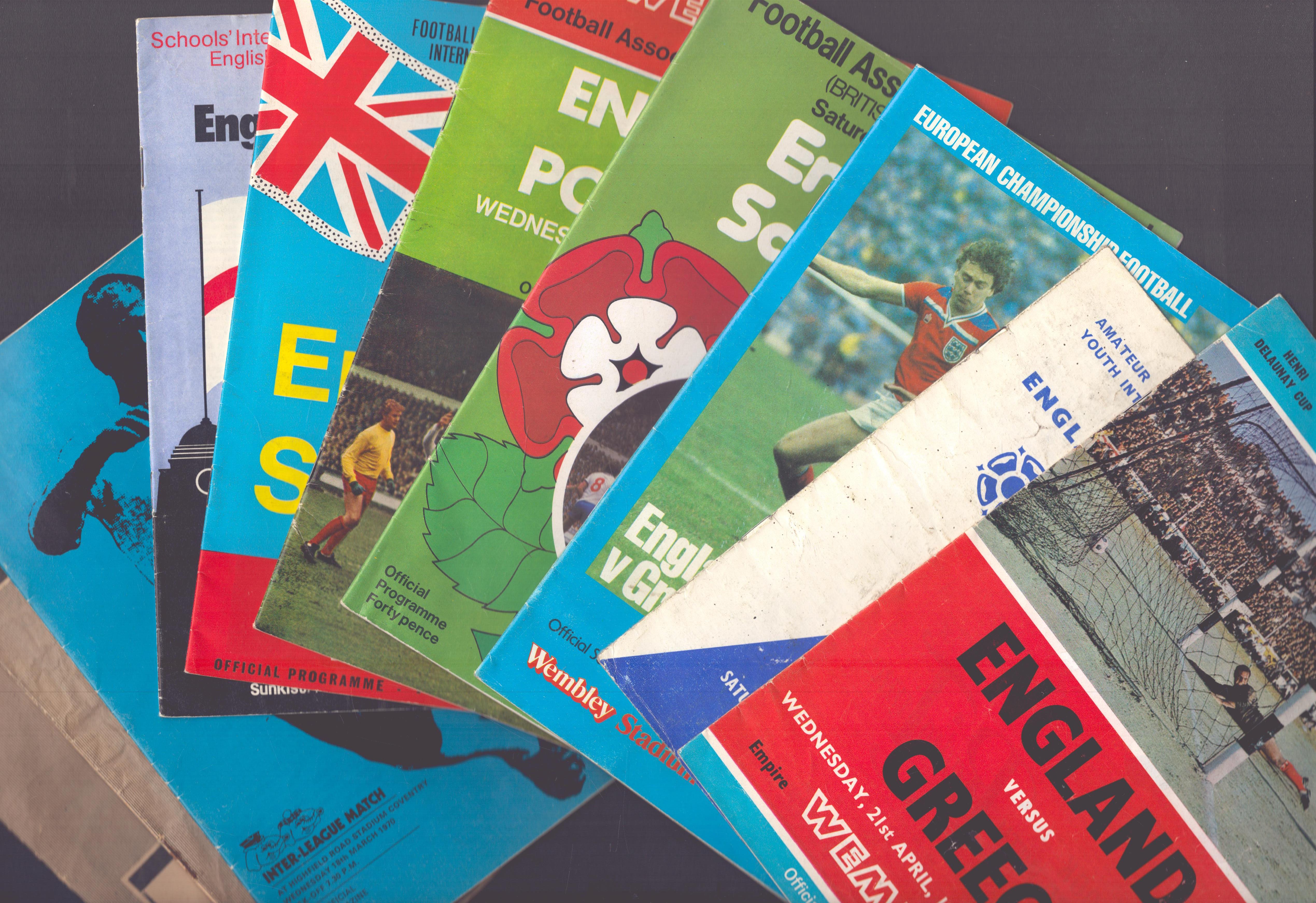 Football Programmes Collection, Includes Greece v England, England v Scotland, England v Portugal