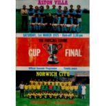 Aston Villa v Norwich City League Cup Final 1st March 1975 Wembley Stadium match programme.