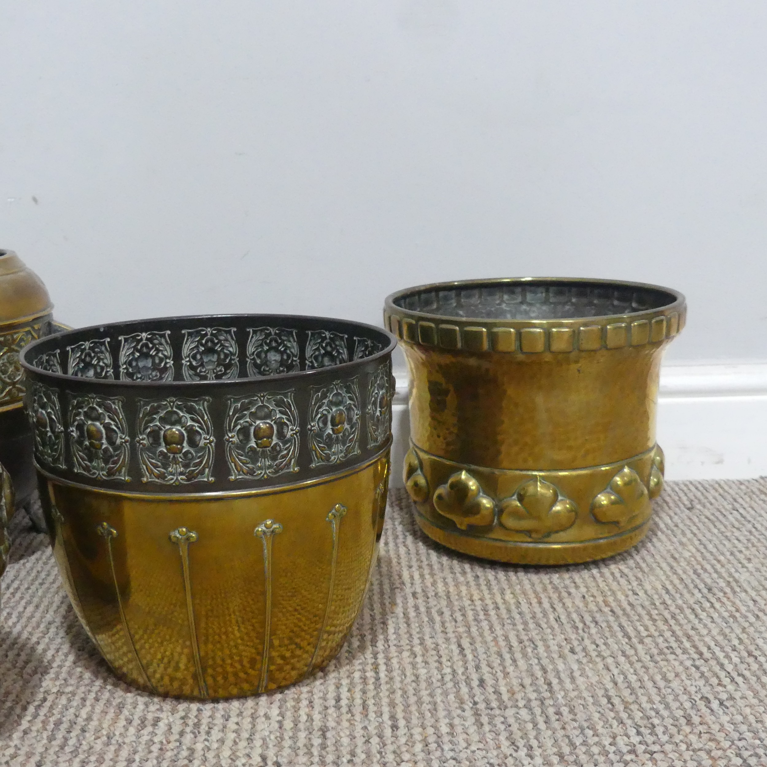 An Arts and Crafts brass Jardiniere stamped Tiel Holland, together with another Jardiniere stamped - Image 2 of 7