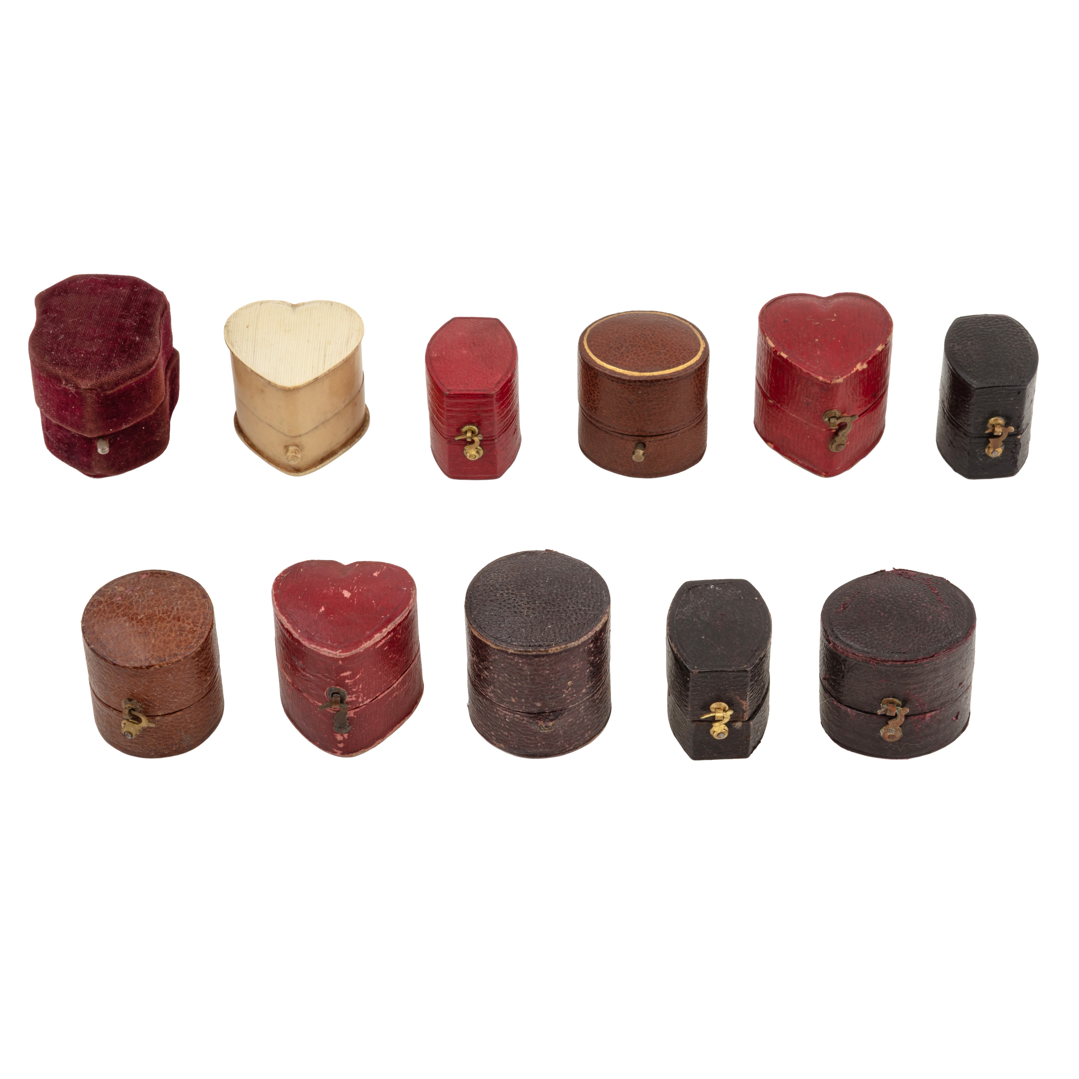 A group of antique jewellery boxes