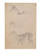 Robert Hills (1769-1844) - Pencil - Studies of deer, Ex Abbott & Holder