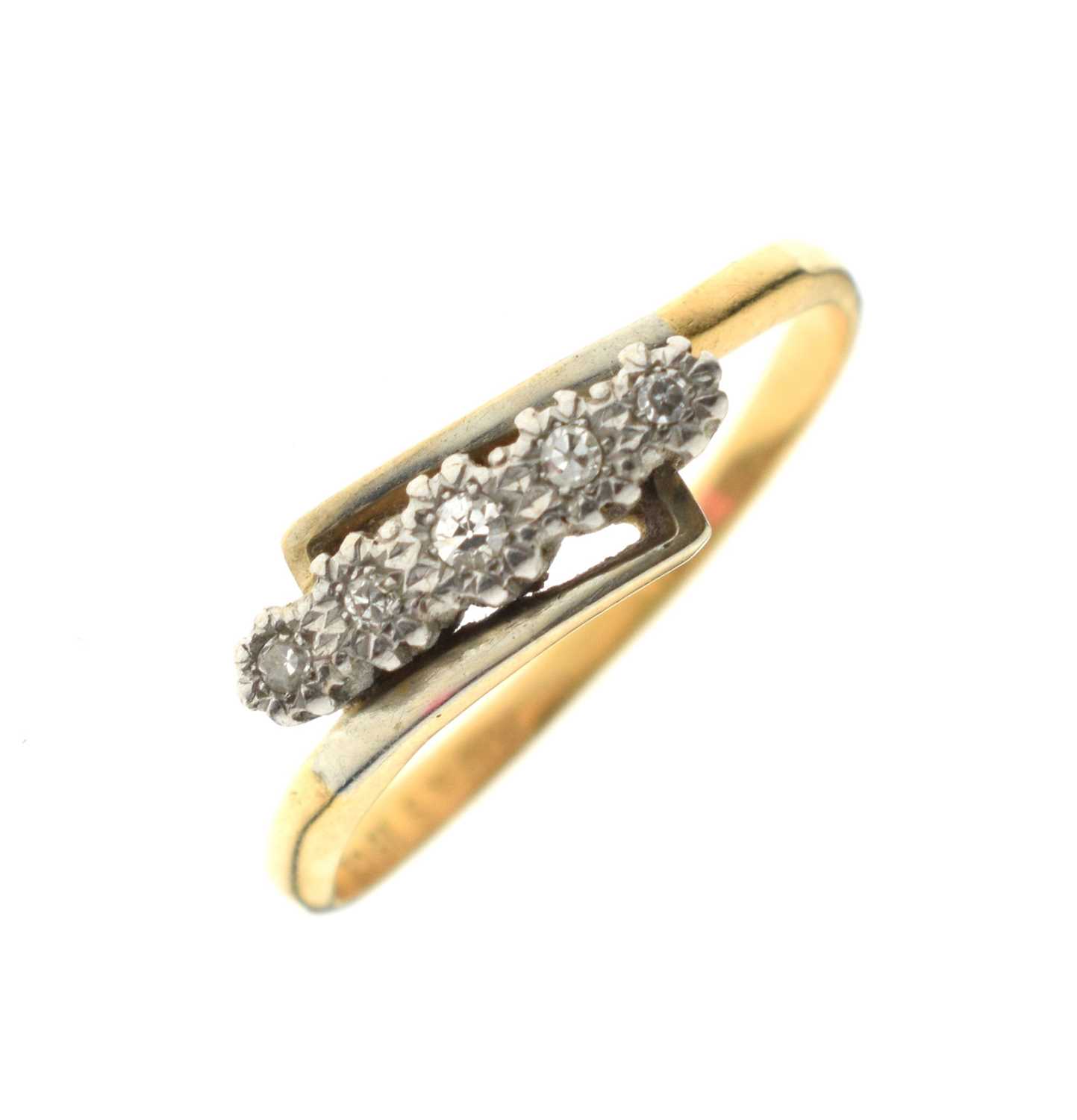 Five-stone crossover diamond ring