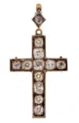 Victorian diamond cross pendant brooch