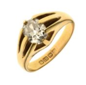 Diamond solitaire 18ct yellow gold ring