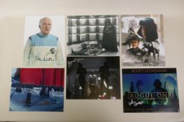A collection of signed Star Wars publicity photos for lesser roles, 20 x 25cm