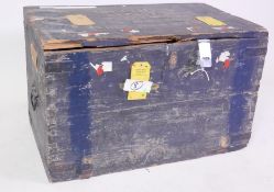 Antique pine military chest, stencilled to top 'The Royal Scots, Glencorse Bks, Milton Bridge, Mid