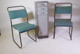 A pair of Dare-Inglis of Harrow Du-Al industrial type chairs with tubular metal frames, and a Bisley