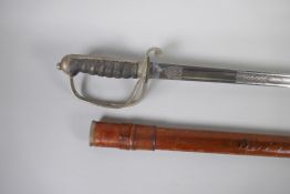 A British WWI artillery officer's sword with fish skin style grip, by Hawksworth of Sheffield, the