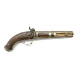 19th century double-barrelled percussion pistol