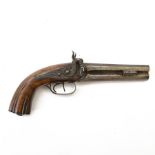19th century double-barrelled percussion pistol