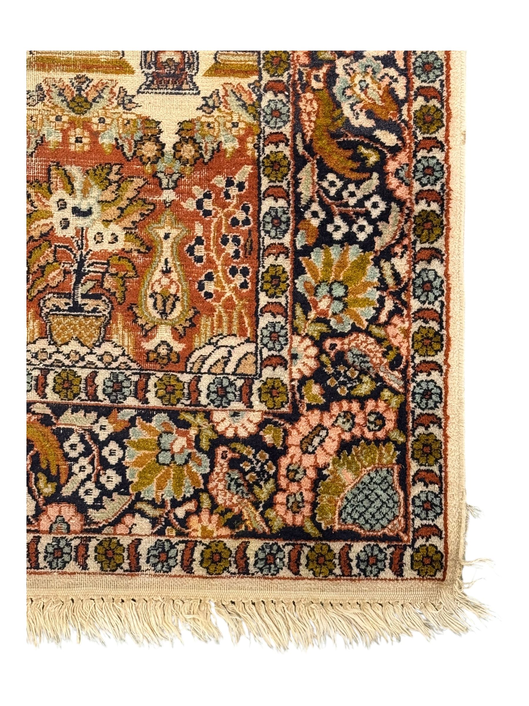 Handwoven Persian silk prayer rug - Image 2 of 7