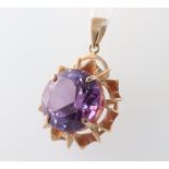 A 9ct yellow gold pendant set amethyst, 7.3 grams gross
