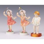 A Royal Worcester by F G Doughty figure "Joan" the base marked 2915, 10cm and 2 other figures "