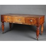 A William IV rectangular crossbanded mahogany square piano case, converted for use as sideboard,