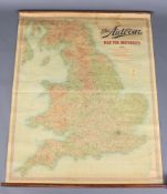 A 1930's linen backed "The Auto Car Map for Motorists" depicting a map of motoring routes in the UK,