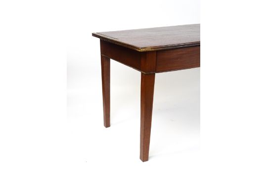 An 18thC mahogany tea table raised on five chamfered tapered legs. 36" wide x 18" deep x 30" high. - Image 8 of 12