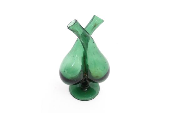 Assorted glass items to include a pair of cut glass candlesticks, a green glass oil and vinegar - Image 16 of 16