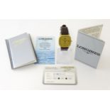 A Gentleman's Longines quartz wristwatch. The face with hour batons and date window. Numbered