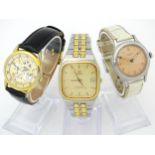 Three various wristwatch to include an Omega Seamaster with quartz movement, a Longines manual