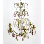 A late 20thC pendant chandelier with lustre drops. Approx. 23" long Please Note - we do not make
