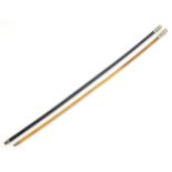 Militaria : two early 20thC British Army officer's swagger sticks bearing the regimental insignia of