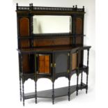 A late 19thC Aesthetic movement mirror back sideboard / dresser. The top having a pierced upstand