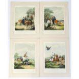 After Francis Calcraft Turner, Aquatint engravings with hand colouring, Plates 1 - 4 titled Hawking,