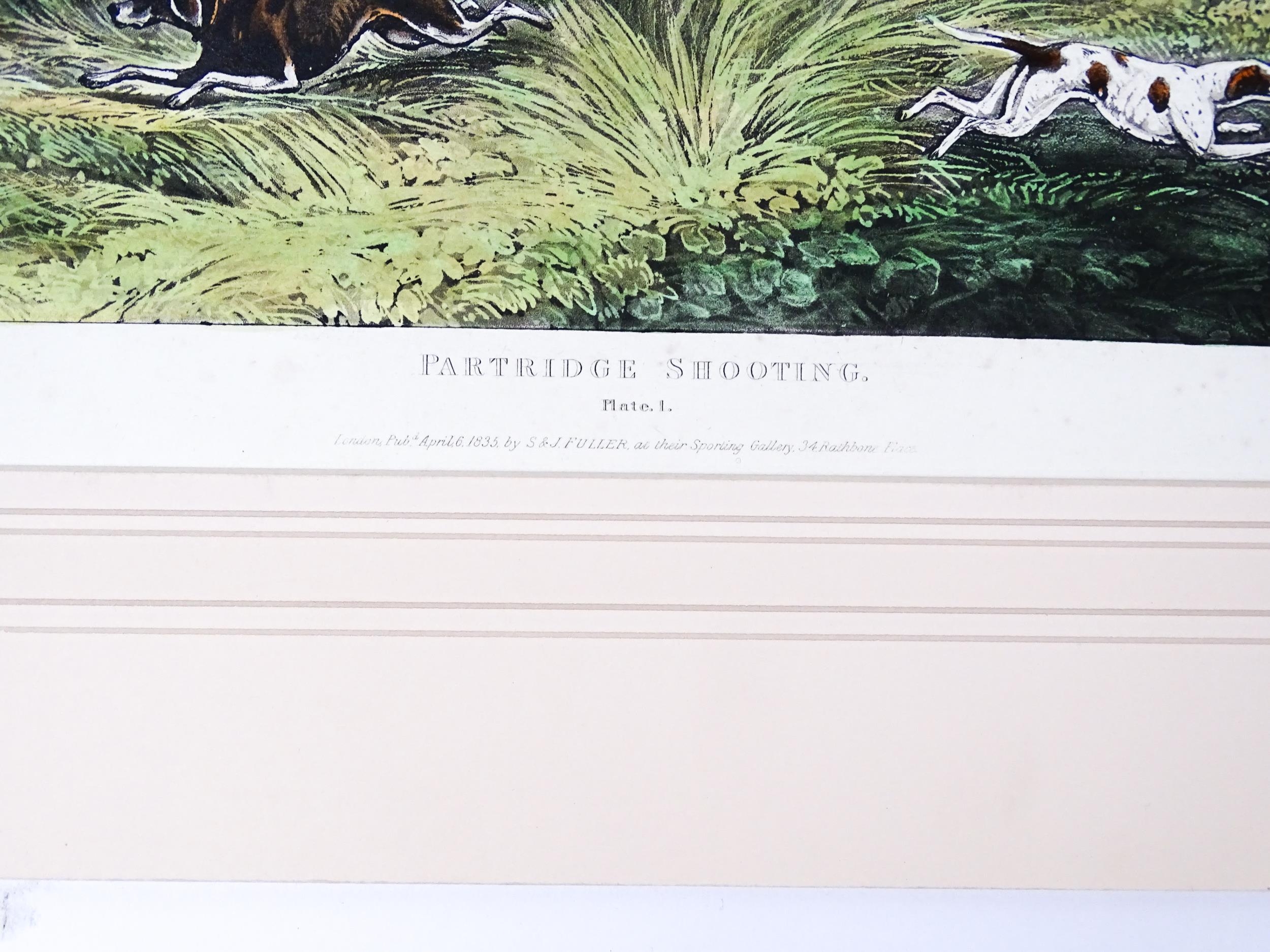 After Henry Alken, Aquatint engravings with hand colouring, Plates 1 - 4 titled Pheasant Shooting. - Image 16 of 19