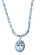 Collier rivière en or blanc serti d'aigues-marines