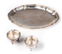 Paire de salières en argent avec coupe en verre