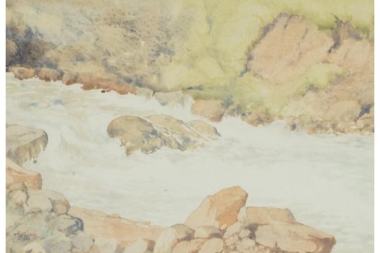 M. L. Winslade - River study, mid 20th century British school watercolour on paper, signed and dated - Bild 6 aus 9