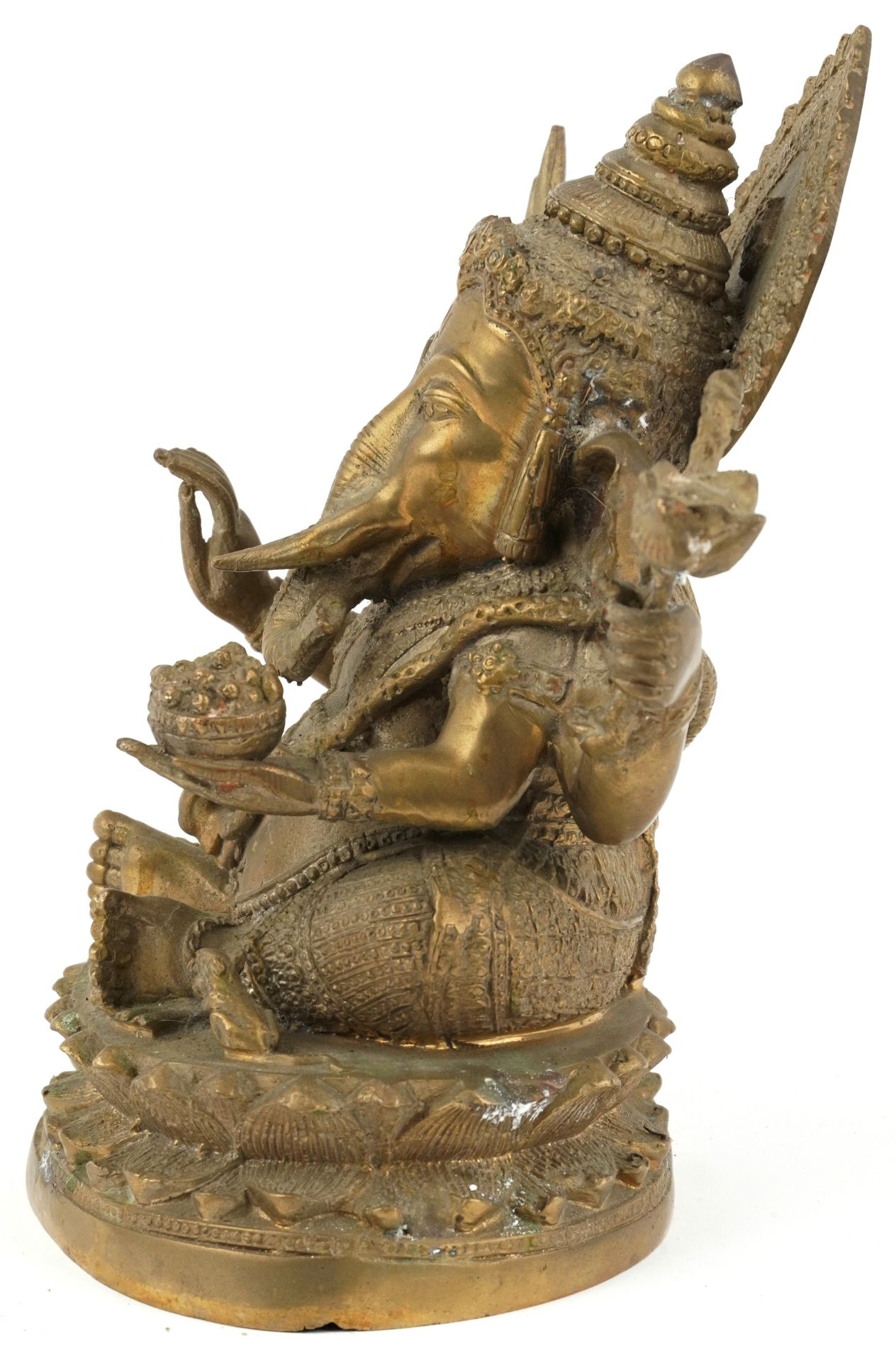 Indian patinated bronze deity of goddess Ganesh, 23cm high - Bild 2 aus 6