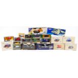 A collection of diecast vehicles including a 1997 Williams/Renault Formula 1 car, Maisto Special