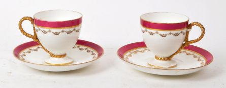 TWO 19TH CENTURY PORCELAIN TEACUPS AND SAUCERS