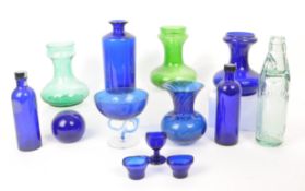 BRISTOL BLUE - COLLECTION OF VINTAGE BLUE GLASS ITEMS