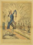 GILLRAY, JAMES. 1805 UNCORKING OLD SHERRY SATIRE HAND COLOURED ETCHING