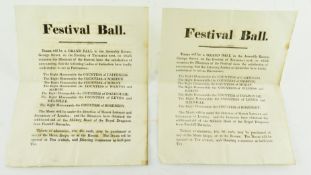 BROADSIDES. PAIR OF 1821 FESTIVAL BALL AT THE ASSEMBLY ROOMS, EDINBURGH BROADSIDE POSTERS