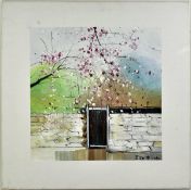 WU GUANZHONG (1919 - 2010) - OIL PAINTING 吳冠中 （款） 油画 门外樱花