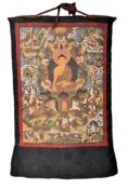 20TH CENTURY TIBETAN THANGKA DEPICTING SHAKHAMUNI 二十世纪悉加牟尼像