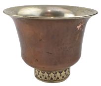 19TH CENTURY TIBETAN COPPER WHITE METAL CEREMONIAL CUP 19世纪 西藏铜杯