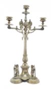 19TH CENTURY SILVER PLATE LARGE THREE BRANCH CANDELABRA