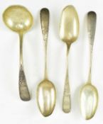 FOUR PIECES OF 19TH CENTURY AMERICAN 925 SILVER FLATWARE