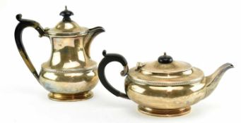 GEORGE V HALLMARKED SILVER TEAPOT AND COFFEE POT