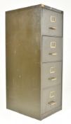 TALL RETRO 20TH CENTURY GREEN METAL INDUSTRIAL OFFICE FILING CABINET