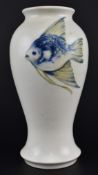 WILLIAM MOORCROFT - 20TH CENTURY SALT GLAZE POTTERY ' FISH ' VASE