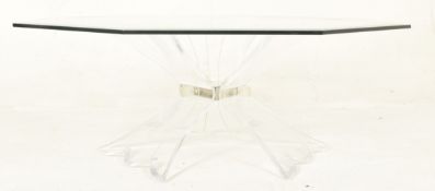 RETRO 20TH CENTURY GLASS & LUCITE OCTAGONAL TOP OCCASIONAL COFFEE TABLE